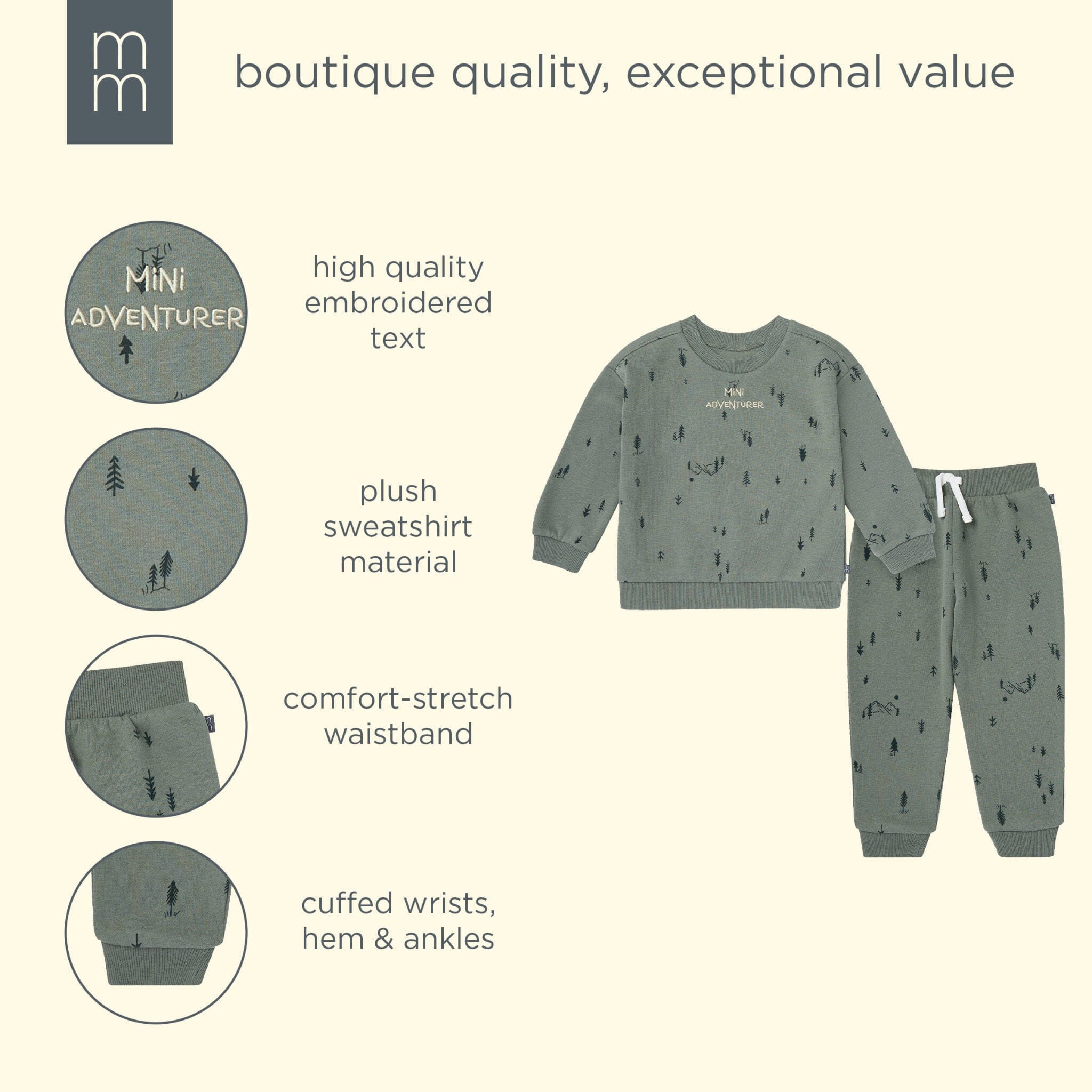 2-Piece Boys Trees & Mountains Sweatshirt and Jogger Set - Image 8