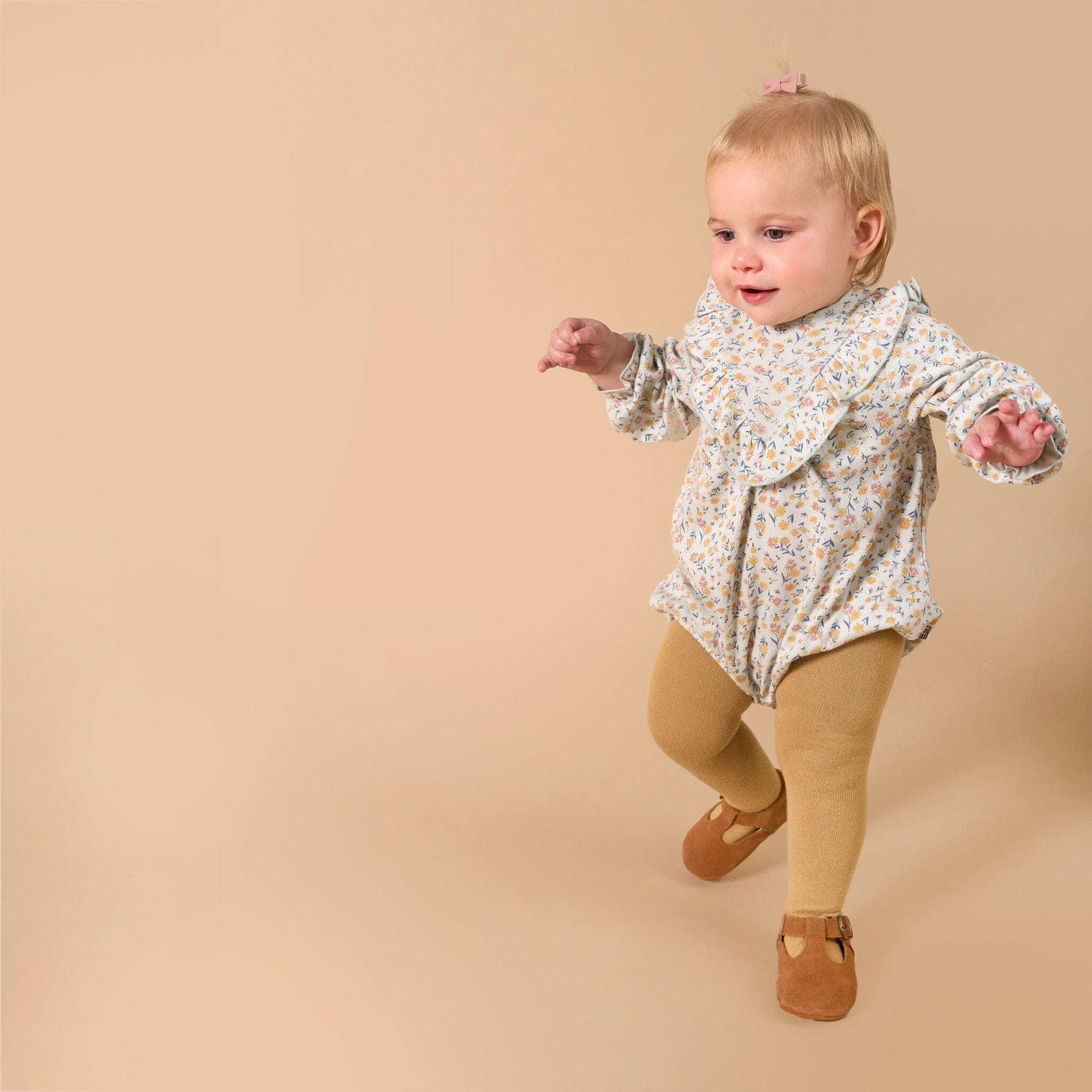 2-Piece Baby Girls Tiny Floral Bubble Romper and Tights - Image 2