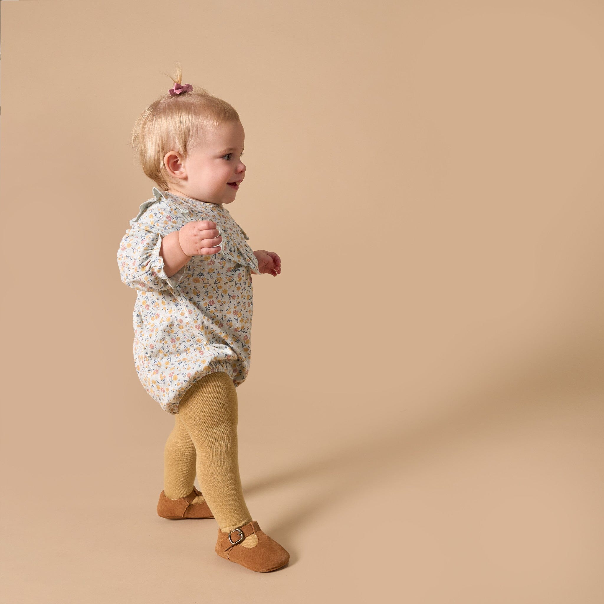 2-Piece Baby Girls Tiny Floral Bubble Romper and Tights - Image 3