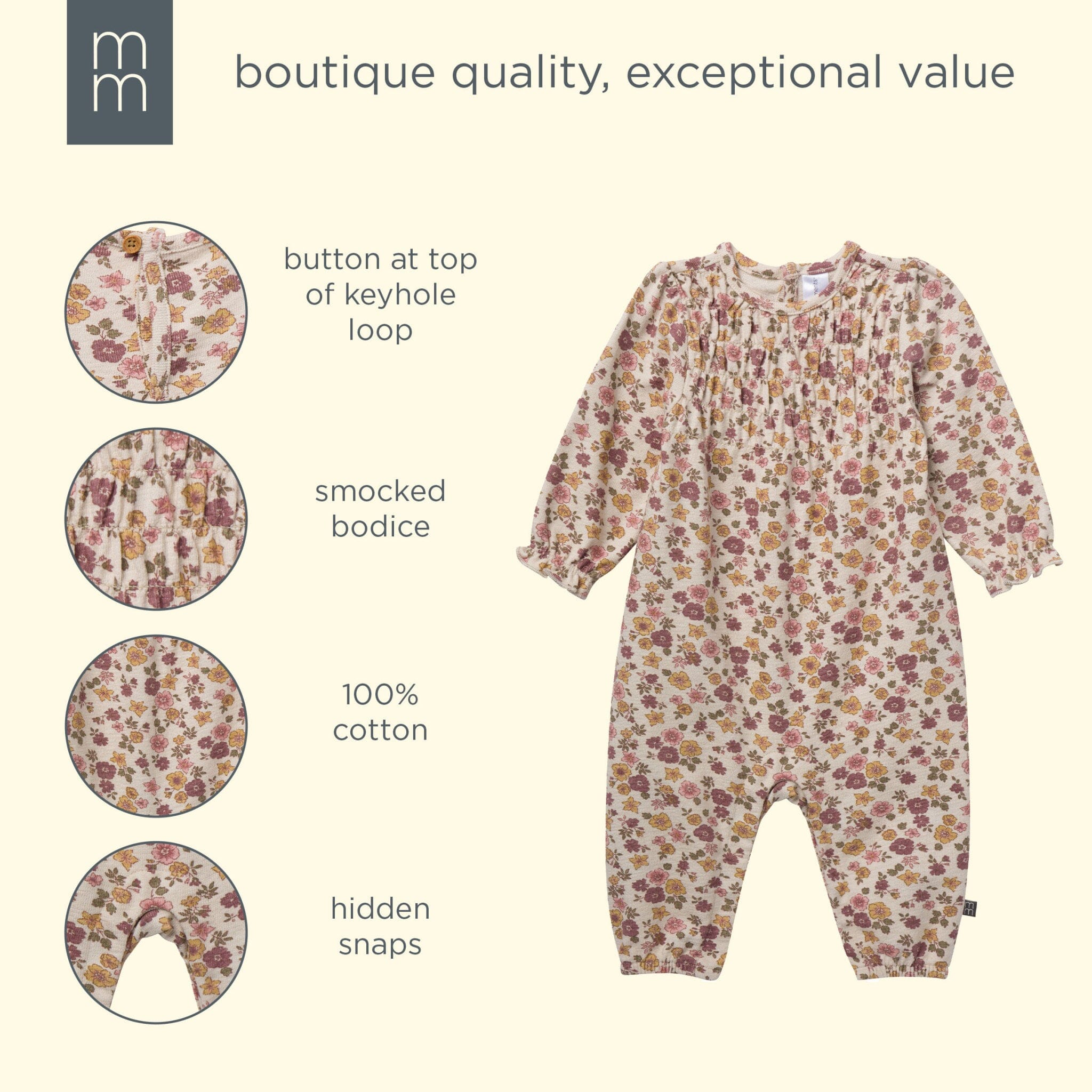 Baby Girls Pink Wildflower Ruffle Collar Romper - Image 6