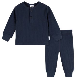 2-Piece Baby Boys Navy Top and Active Pant Set