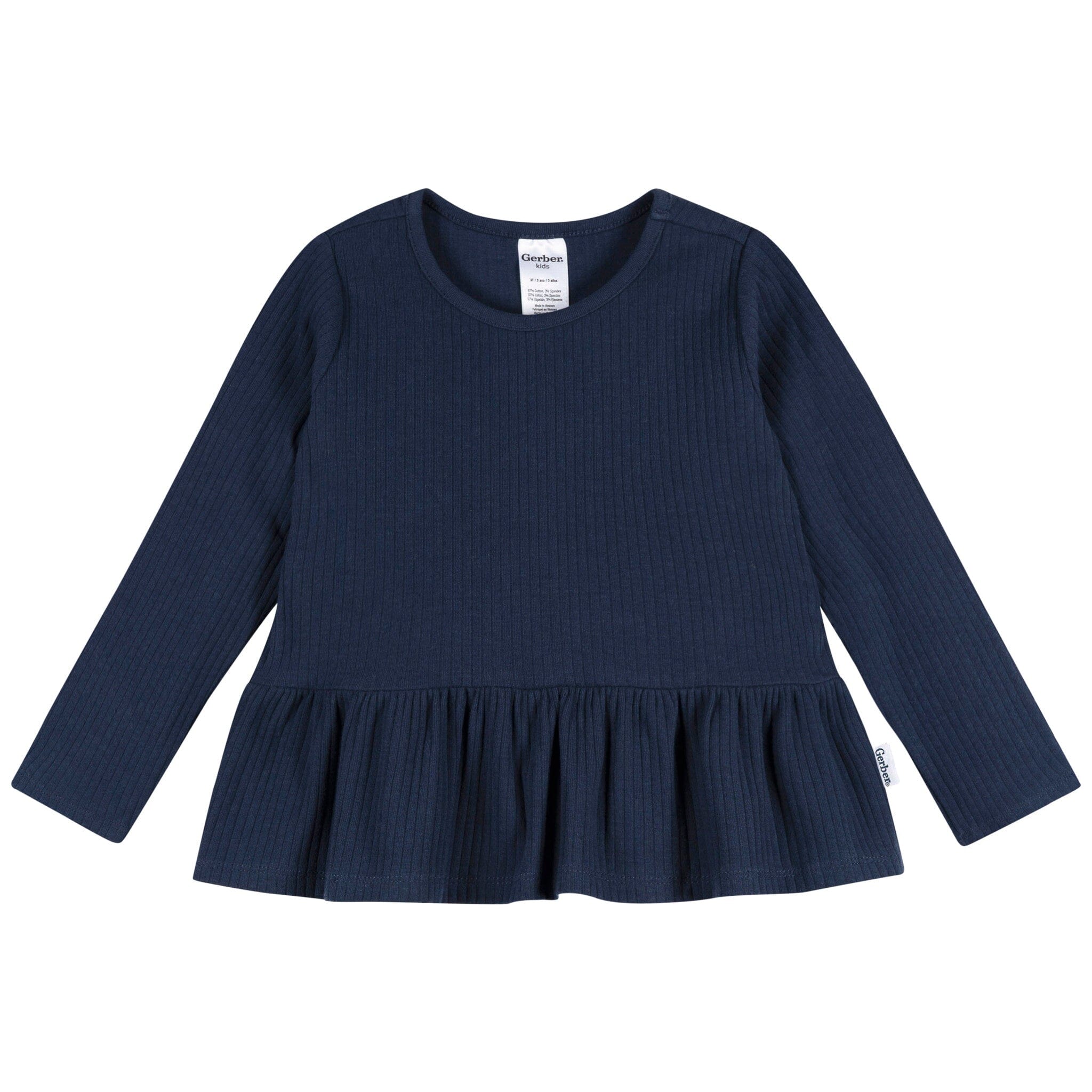 3-Pack Infant & Toddler Girls Navy, Oatmeal & Pink Long Sleeve Shirts - Image 8