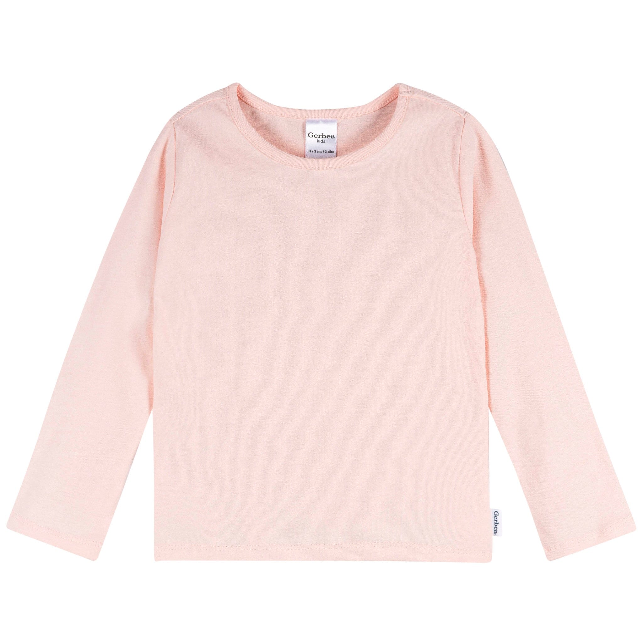 3-Pack Infant & Toddler Girls Green, Pink, & Coral Long Sleeve Shirts - Image 2