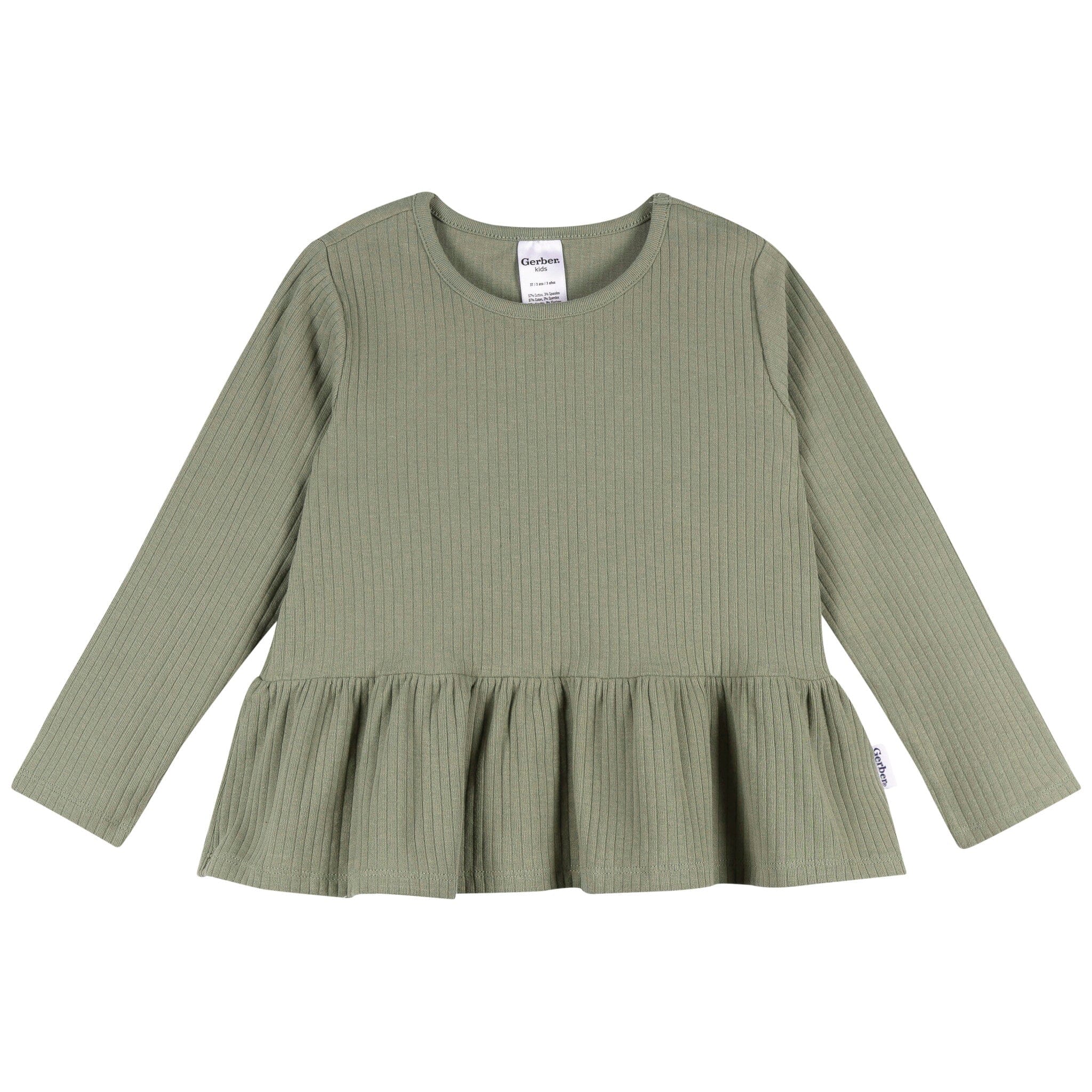 3-Pack Infant & Toddler Girls Green, Pink, & Coral Long Sleeve Shirts - Image 5