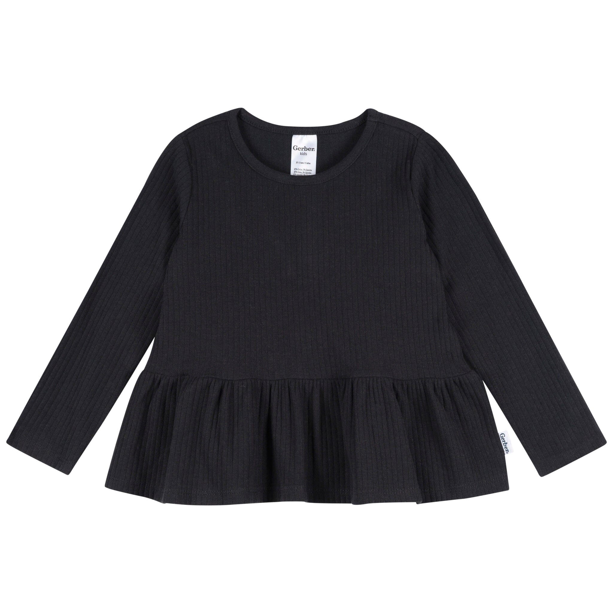 3-Pack Infant & Toddler Girls Black, White, & Grey Long Sleeve Shirts - Image 5