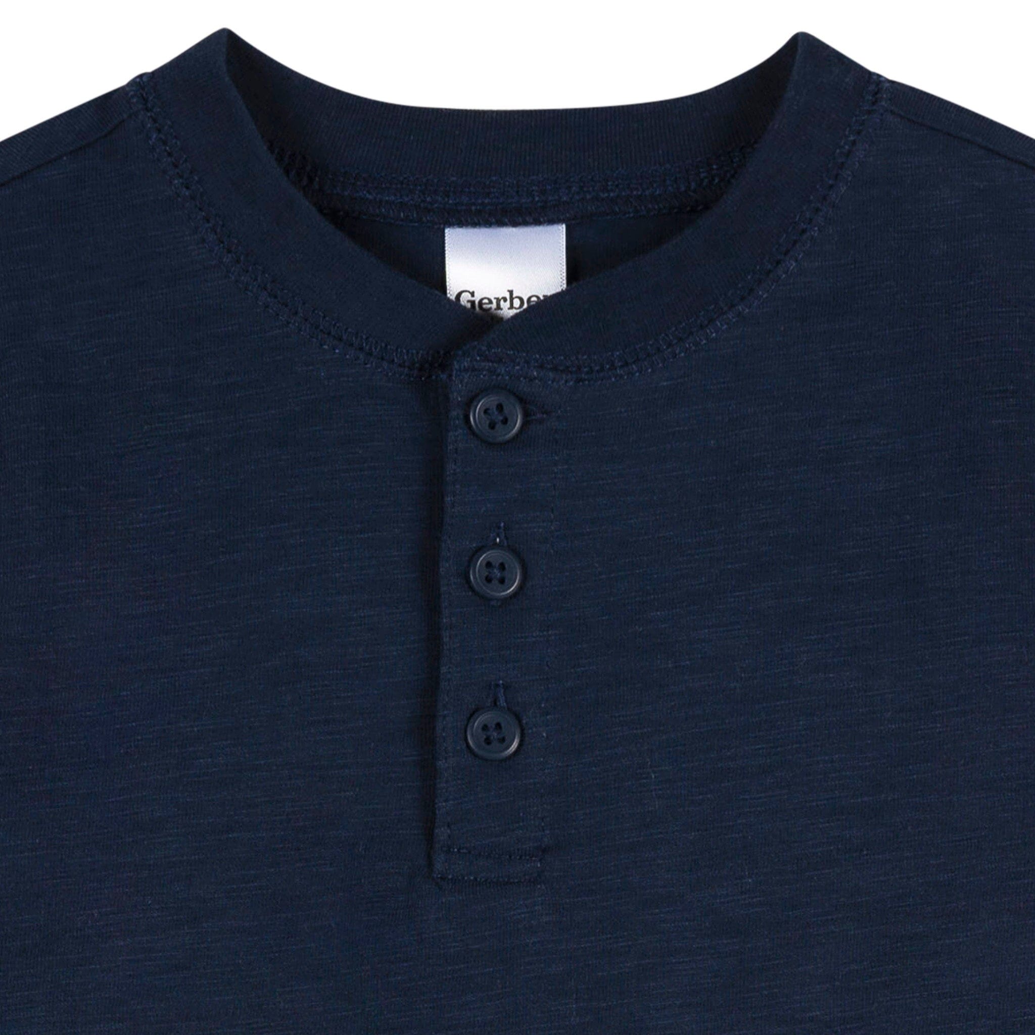3-Pack Infant & Toddler Boys Green, Brown, & Navy Long Sleeve Shirts - Image 5
