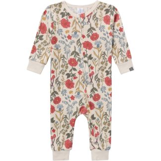 Girls Off-White Floral Snug Fit Footless Pajamas