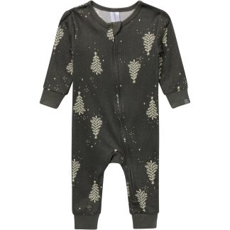 Neutral Green Christmas Tree Snug Fit Footless Pajamas