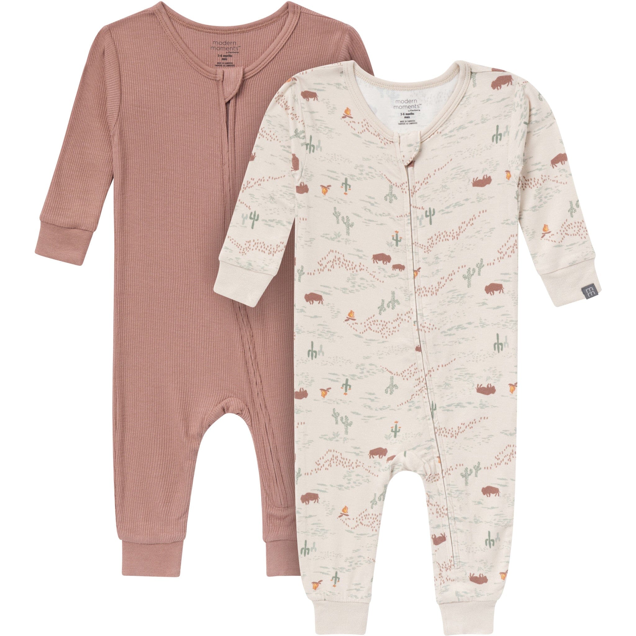 2-Pack Baby & Toddler Boys Buffalo Desert Viscose Snug Fit Footless Pajamas
