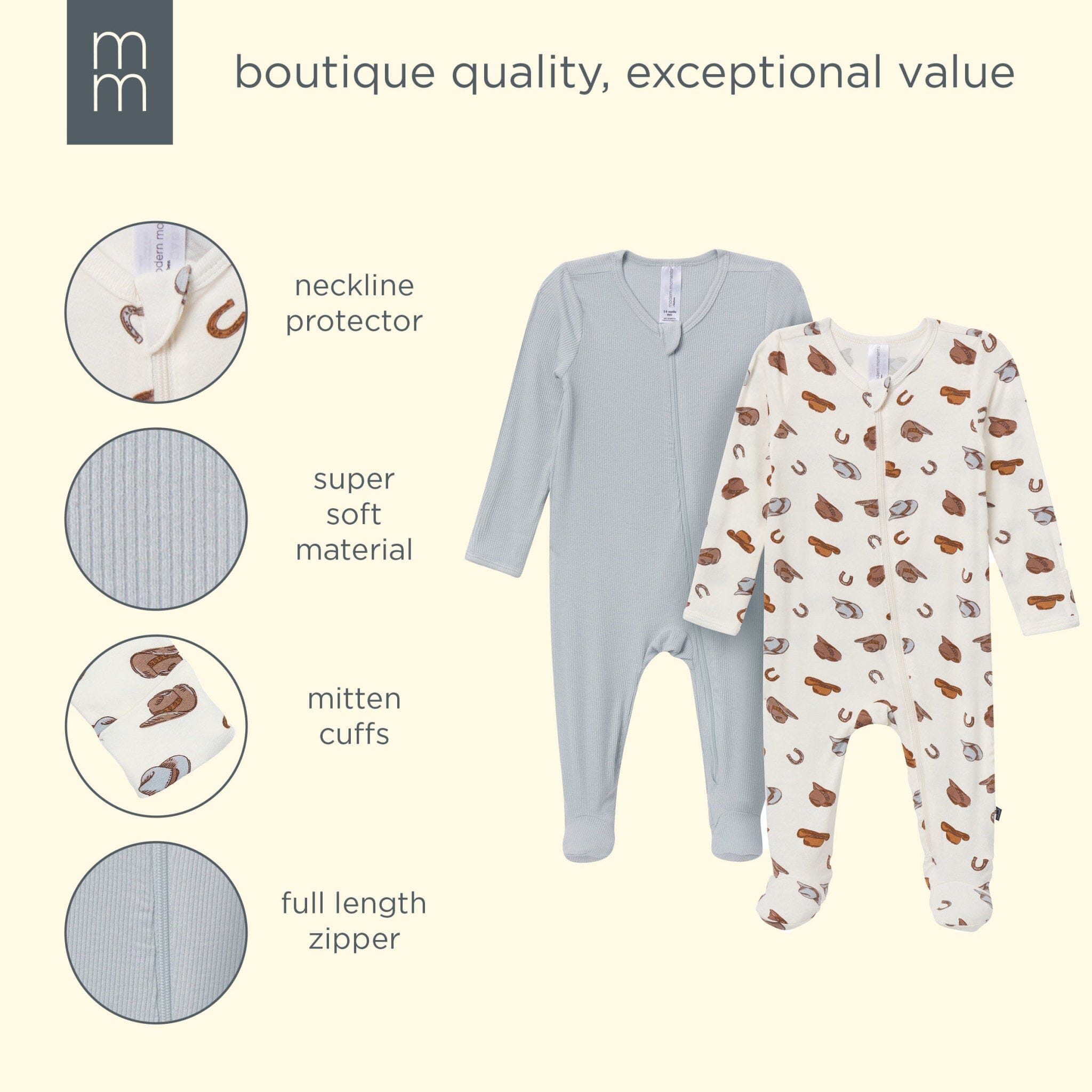 2-Pack Baby Boys Western Sleep 'N Plays with Mitten Cuffs - Image 8