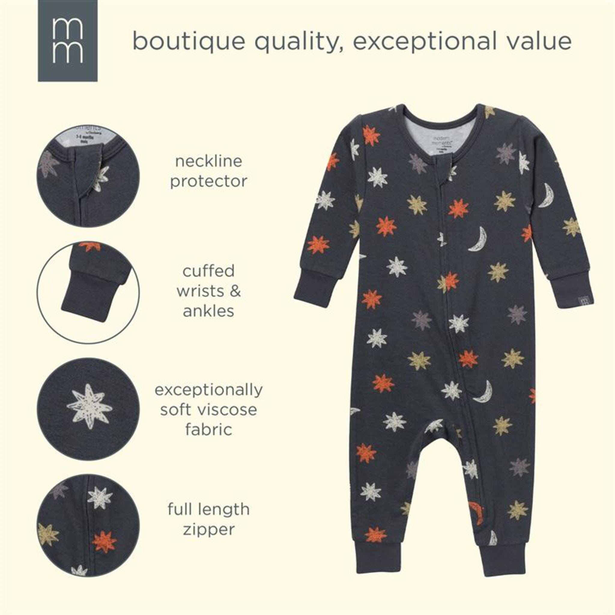 Neutral Stars & Moon Viscose Snug Fit Footless Pajamas - Image 4