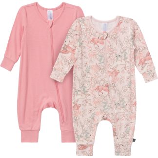 2-Pack Baby Girls Horses Zip Front Viscose Rompers