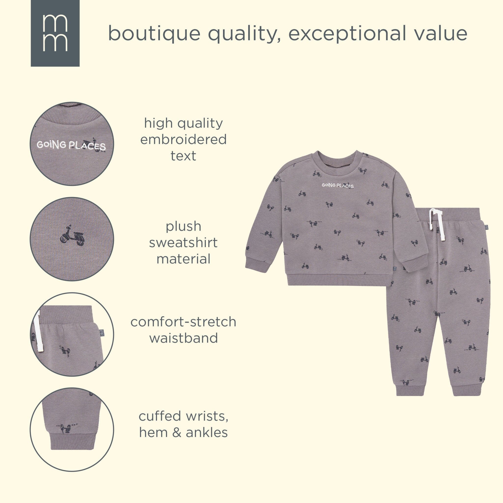 2-Piece Boys Grey Scooter Sweatshirt and Jogger Set - Image 10
