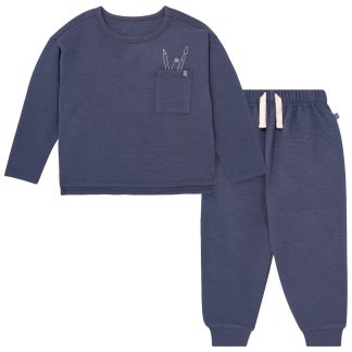 2-Piece Boys Navy Paintbrush Long Sleeve T-Shirt and Jogger Set