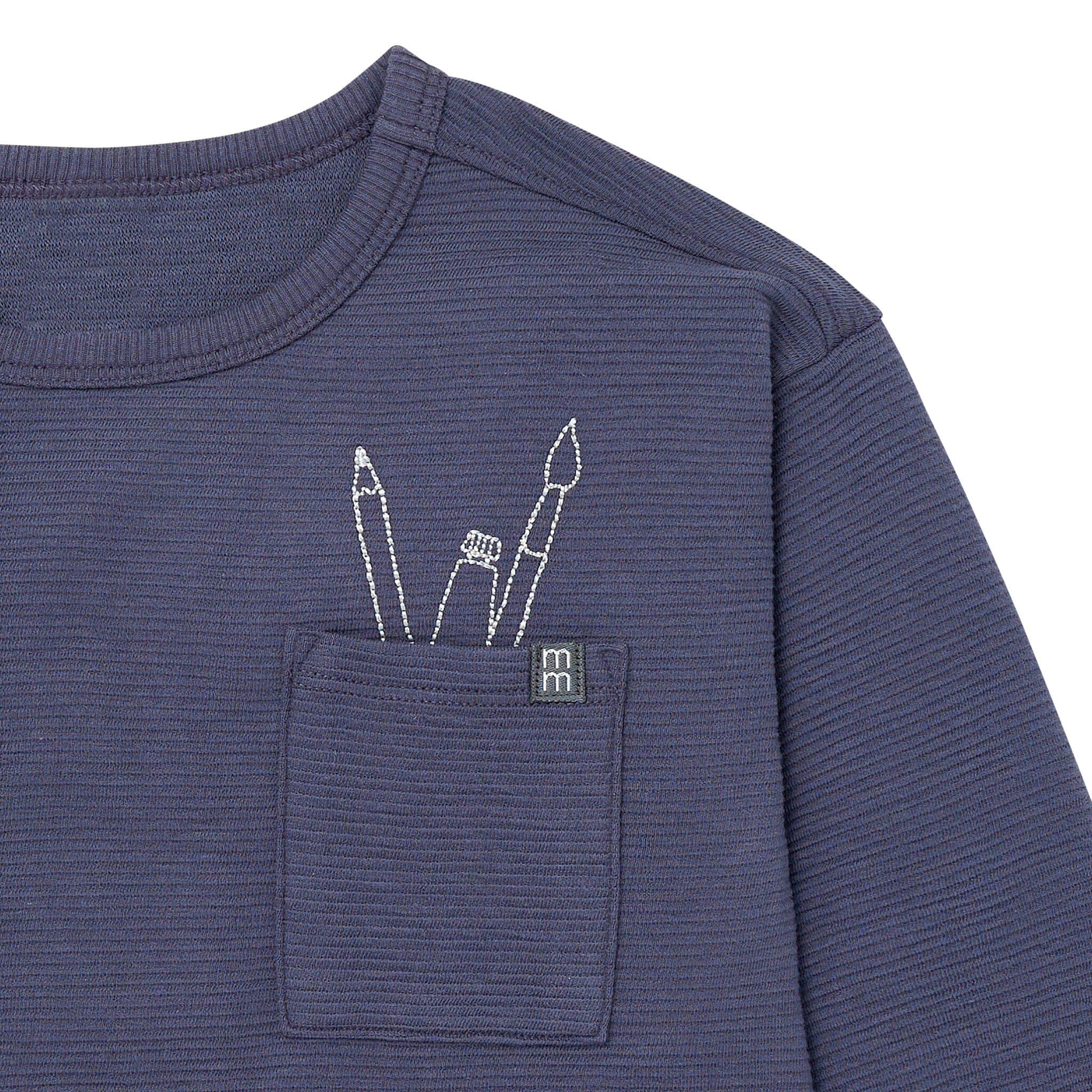 2-Piece Boys Navy Paintbrush Long Sleeve T-Shirt and Jogger Set - Image 3