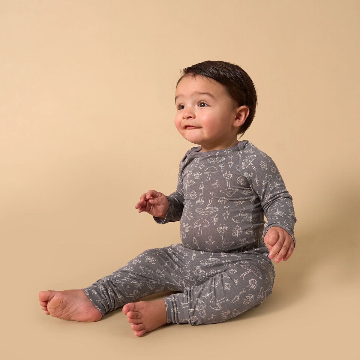 4-Piece Baby Neutral Gray Viscose Bodysuits and Pants Set - Image 2