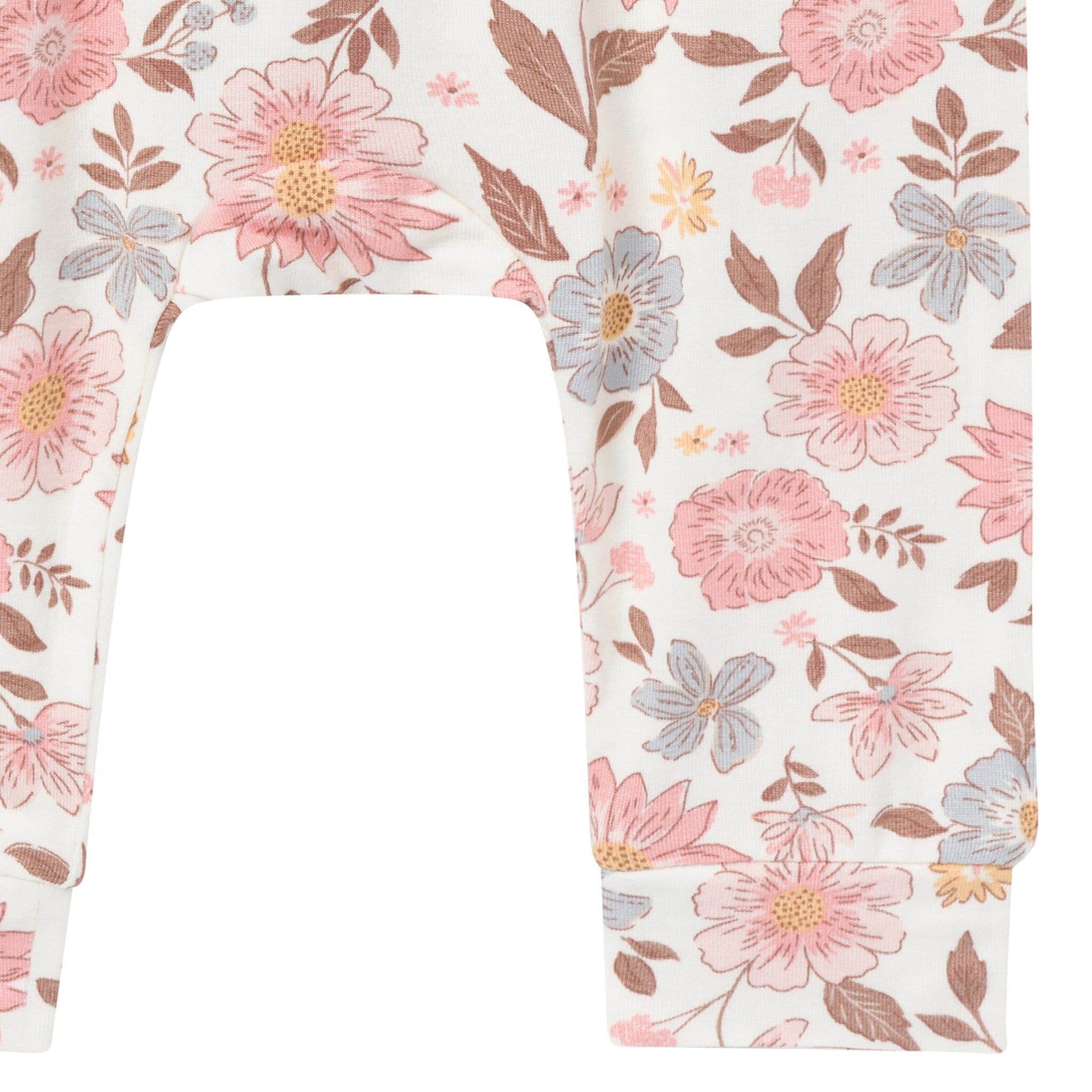4-Piece Baby Girls Peach Floral Viscose Bodysuits and Pants Set - Image 9