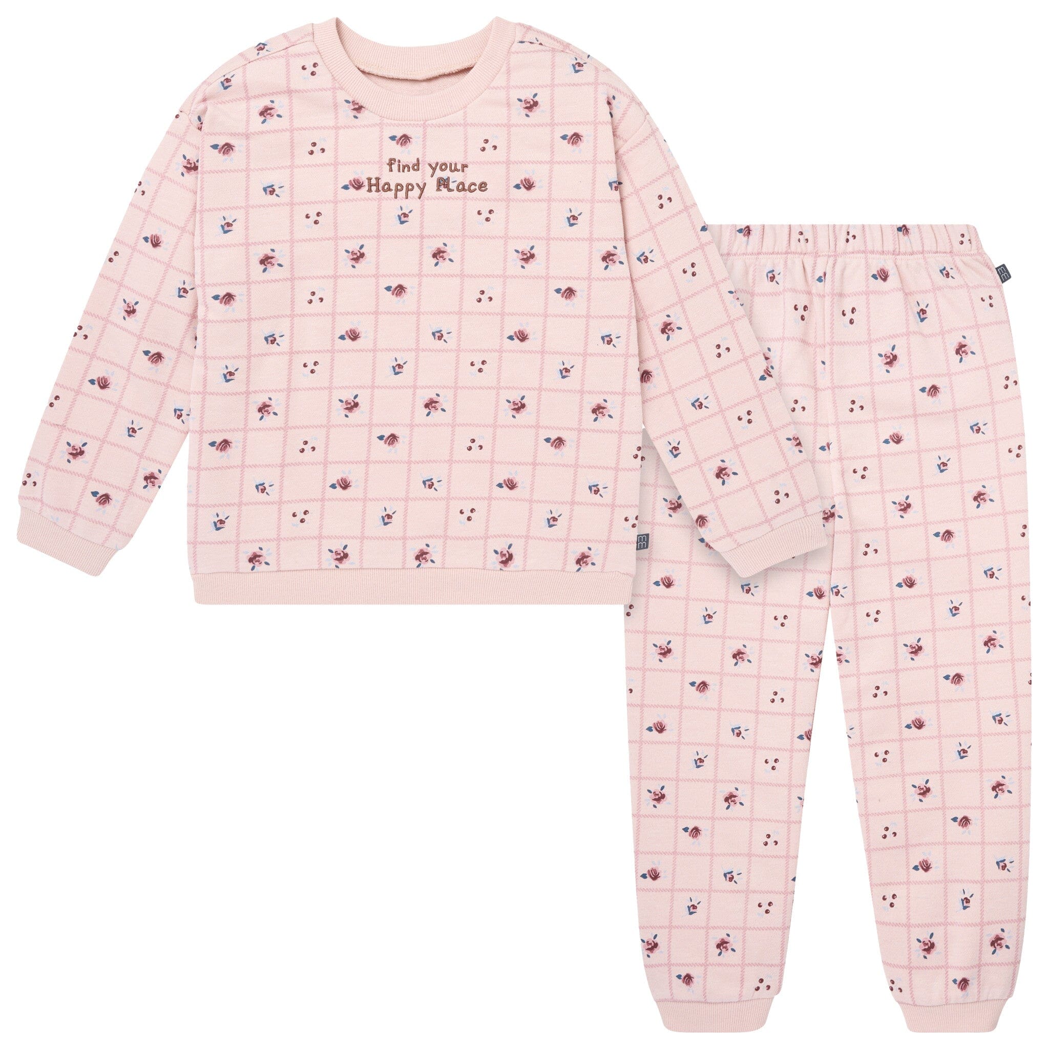 2-Piece Girls Happy Place Sweatshirt and Jogger Set