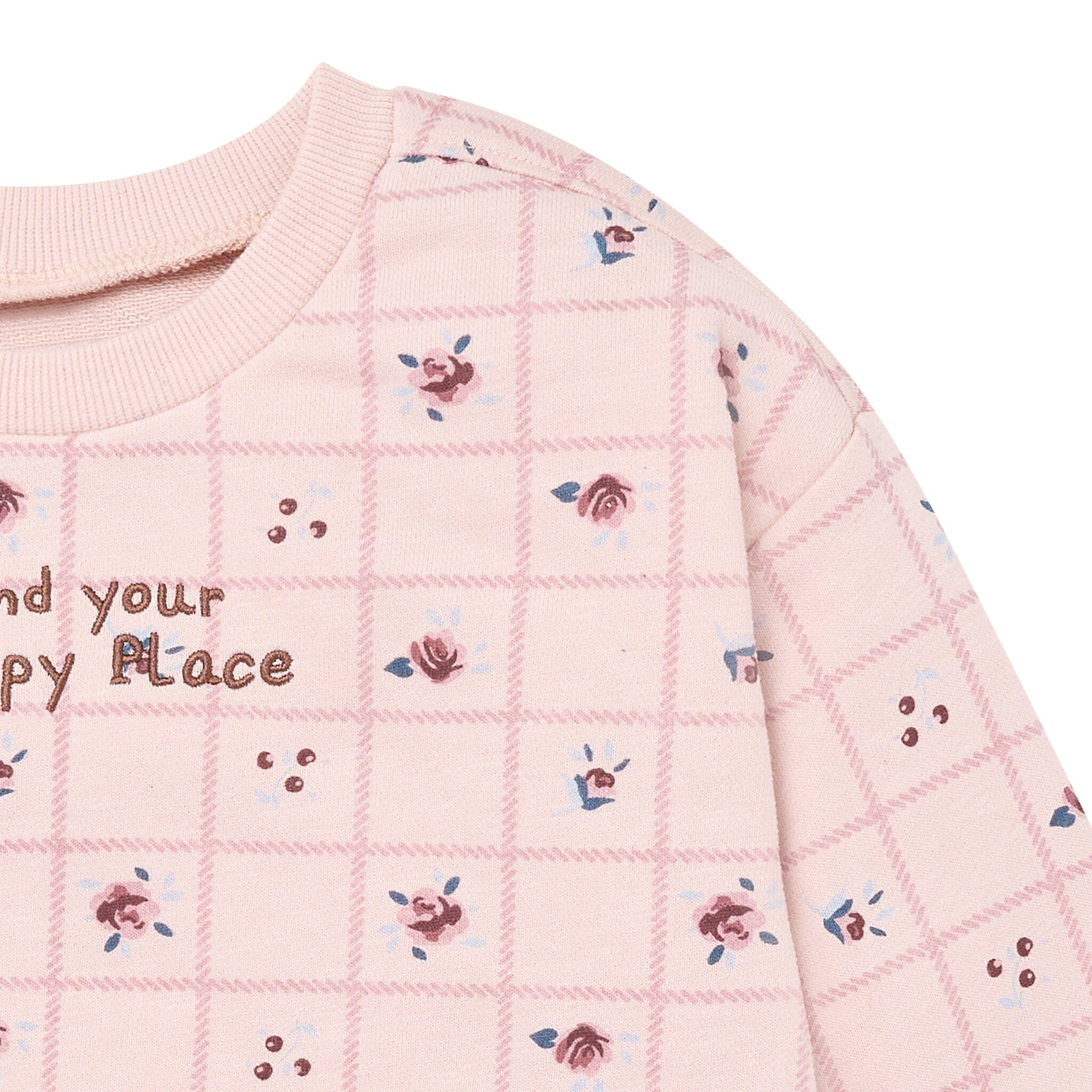 2-Piece Girls Happy Place Sweatshirt and Jogger Set - Image 3