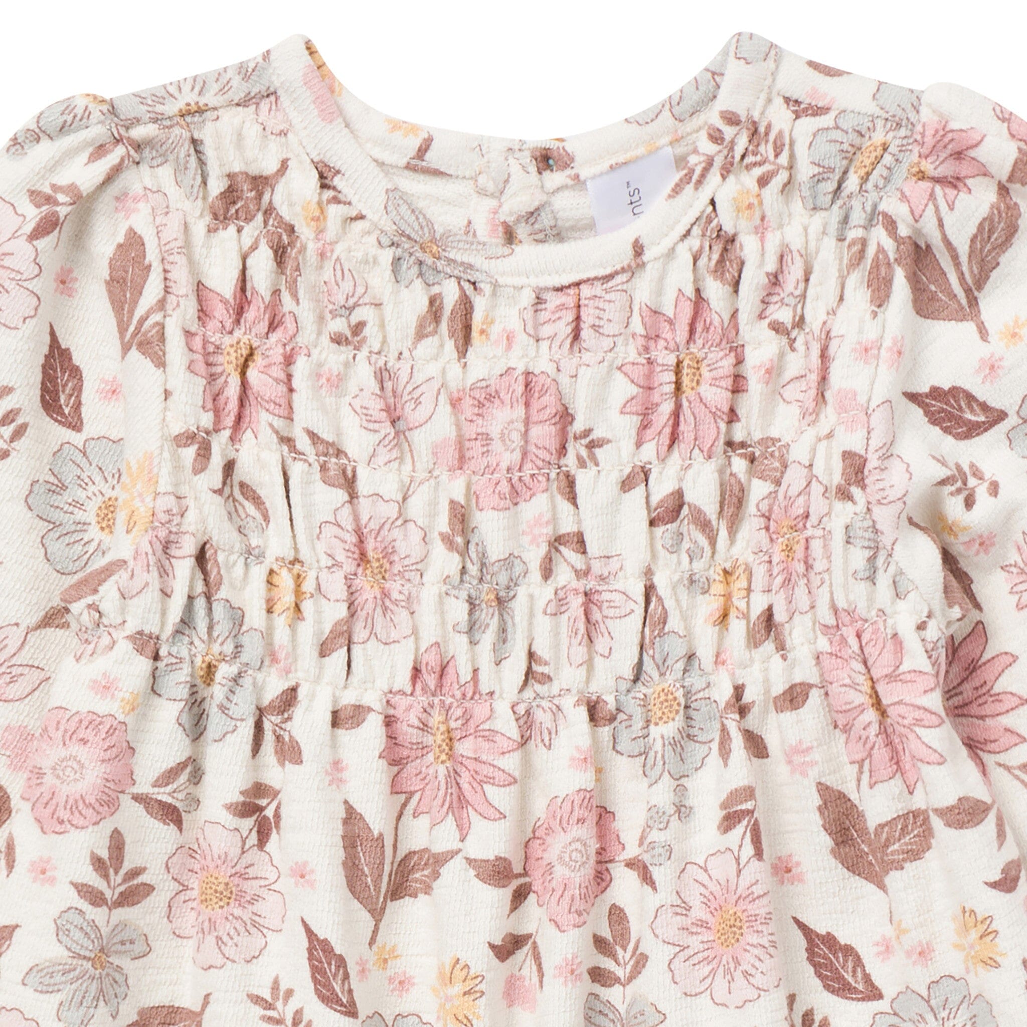 Baby Girls Flower Blossoms Smocked Long Leg Romper - Image 4