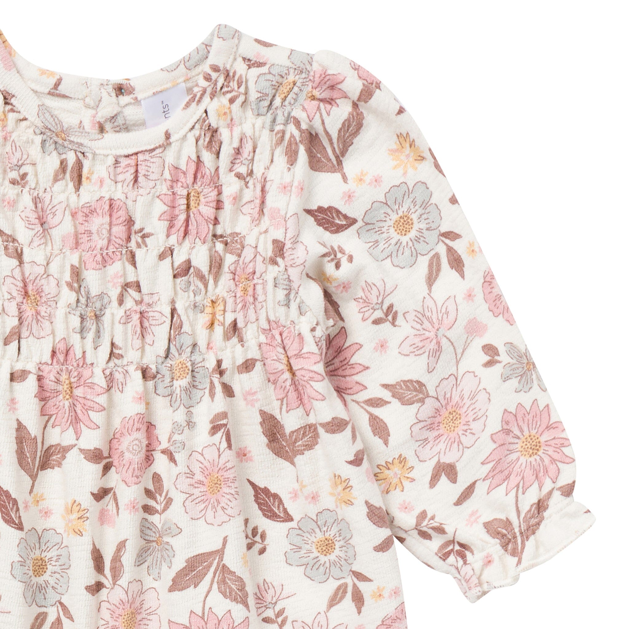 Baby Girls Flower Blossoms Smocked Long Leg Romper - Image 5