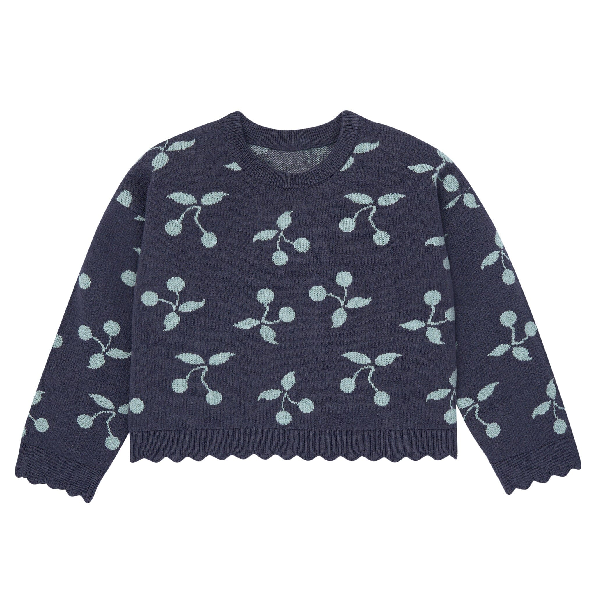 2-Piece Infant & Toddler Girls Blue Cherry Sweater and Pant Set - Image 2