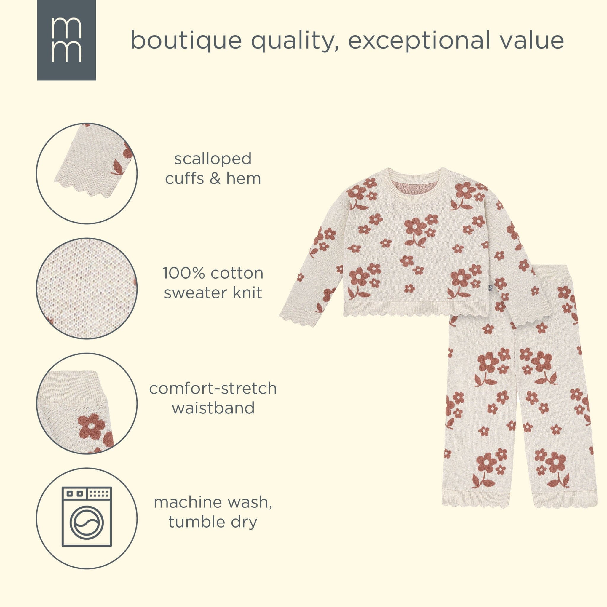 2-Piece Girls Nutmeg Flowers Sweater Top and Pant Set - Image 10