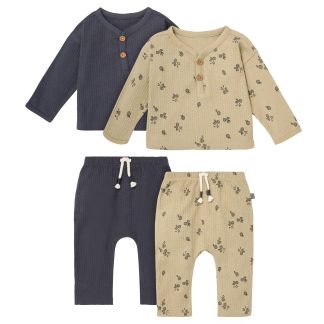 4-Piece Baby Boys Apples Henley Tops and Pants Set