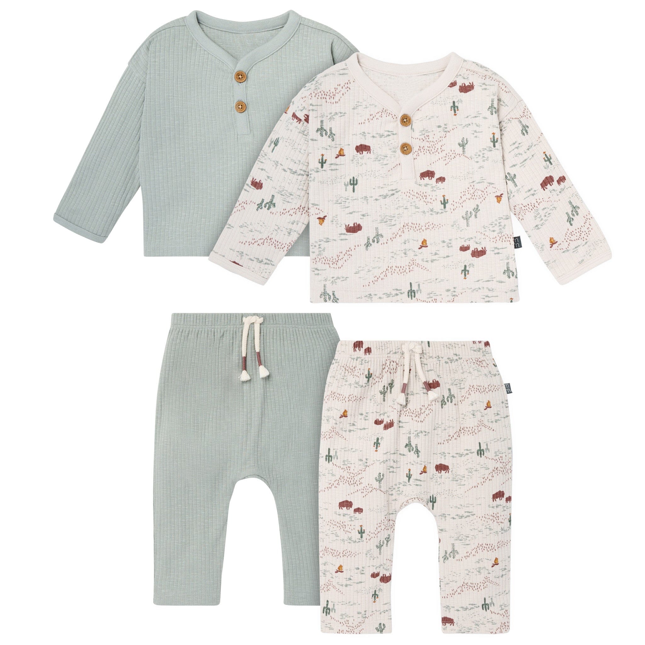 4-Piece Baby Boys Buffalo Desert Henley Tops and Pants Set
