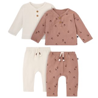 4-Piece Baby Boys Acorns Henley Tops and Pants Set