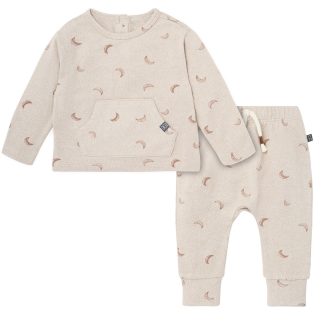 2-Piece Baby Boys Oatmeal Moon Hacci Top and Pants Set