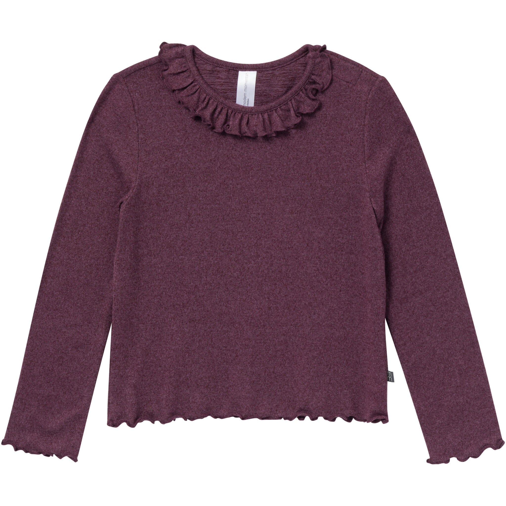 2-Piece Girls Purple Ruffle Collar Top and Flare Pant Set - Image 2