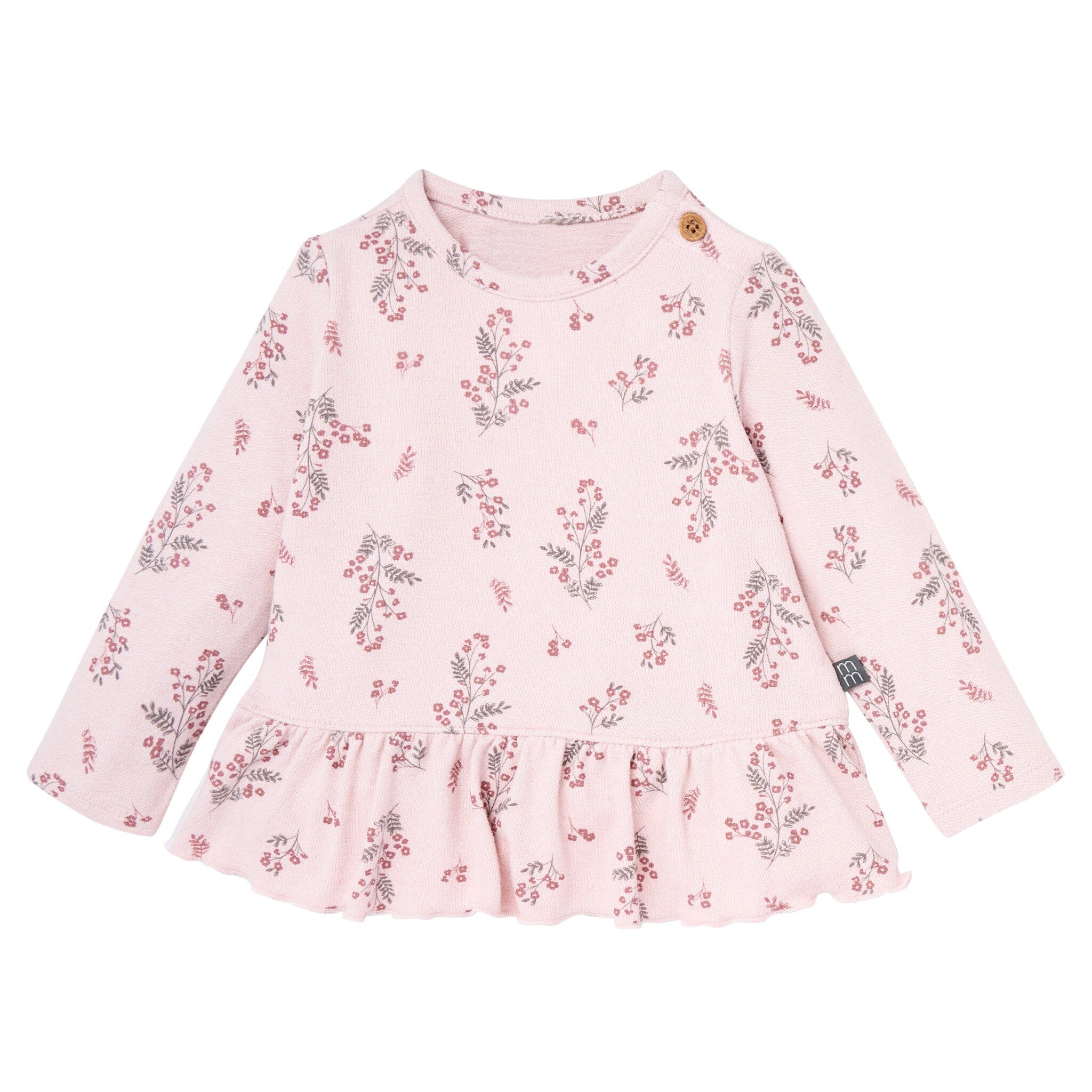 2-Piece Baby Girls Blush Floral Hacci Peplum Top and Pants - Image 2