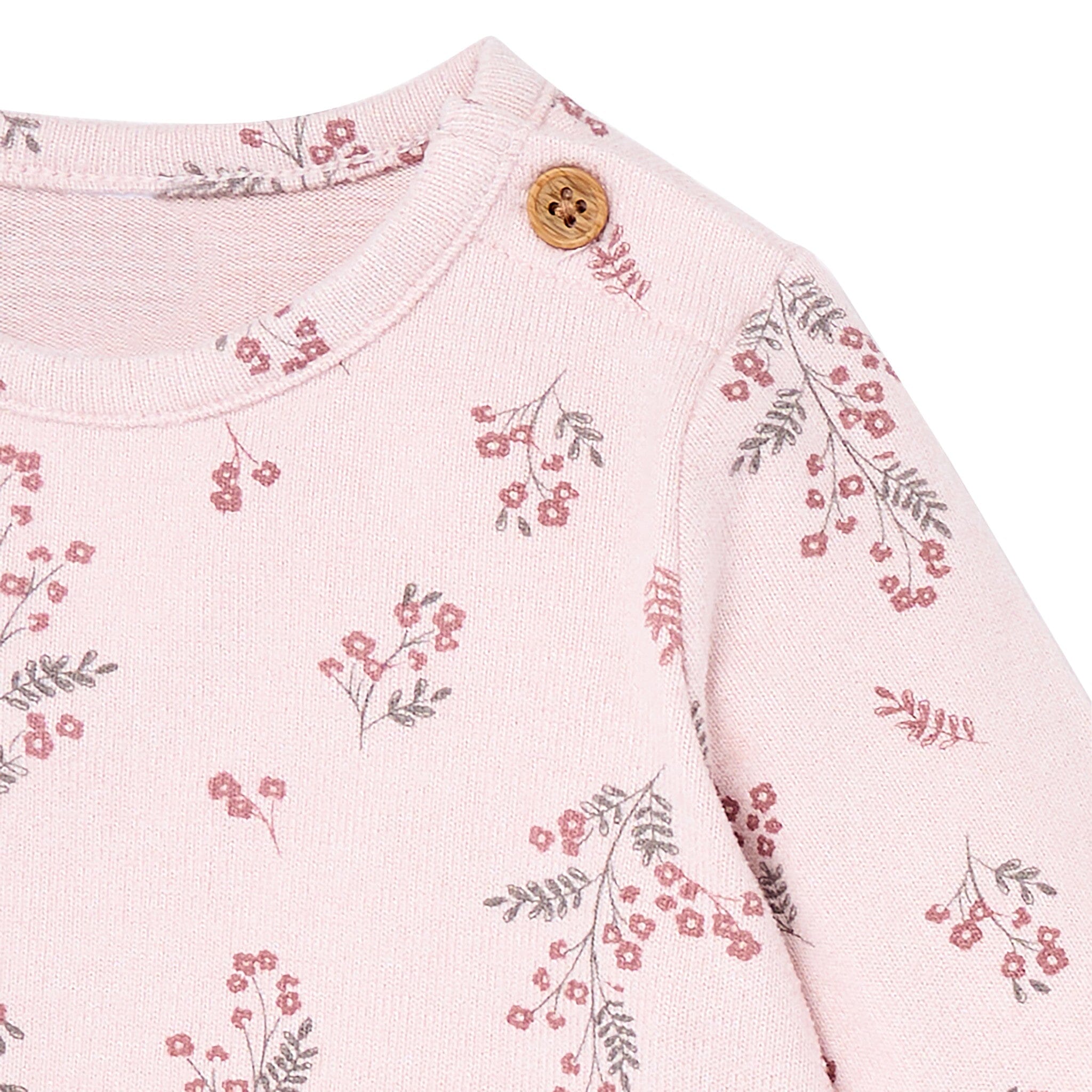 2-Piece Baby Girls Blush Floral Hacci Peplum Top and Pants - Image 3