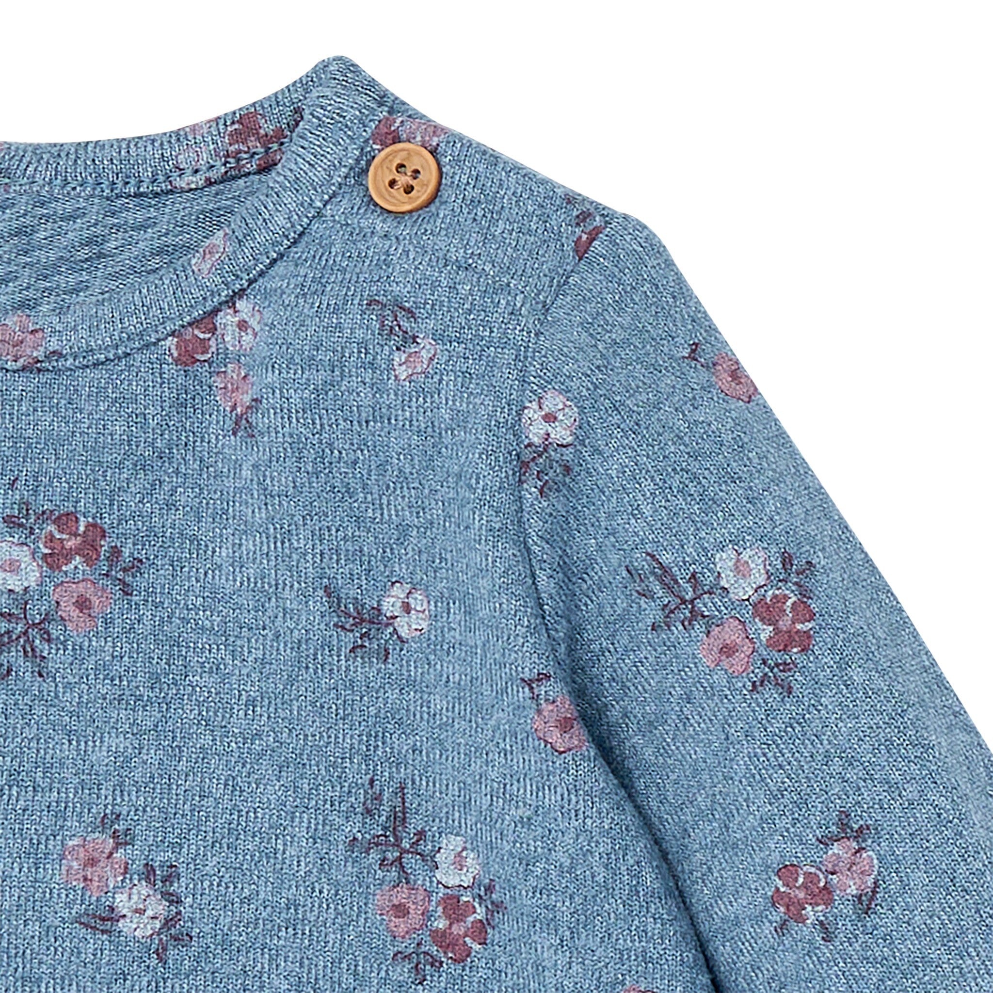 2-Piece Baby Girls Blue Floral Hacci Peplum Top and Pants - Image 3