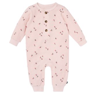 Baby Girls Pink Tulip Waffle Slouch Romper