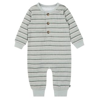 Baby Boys Green Stripes Waffle Slouch Romper