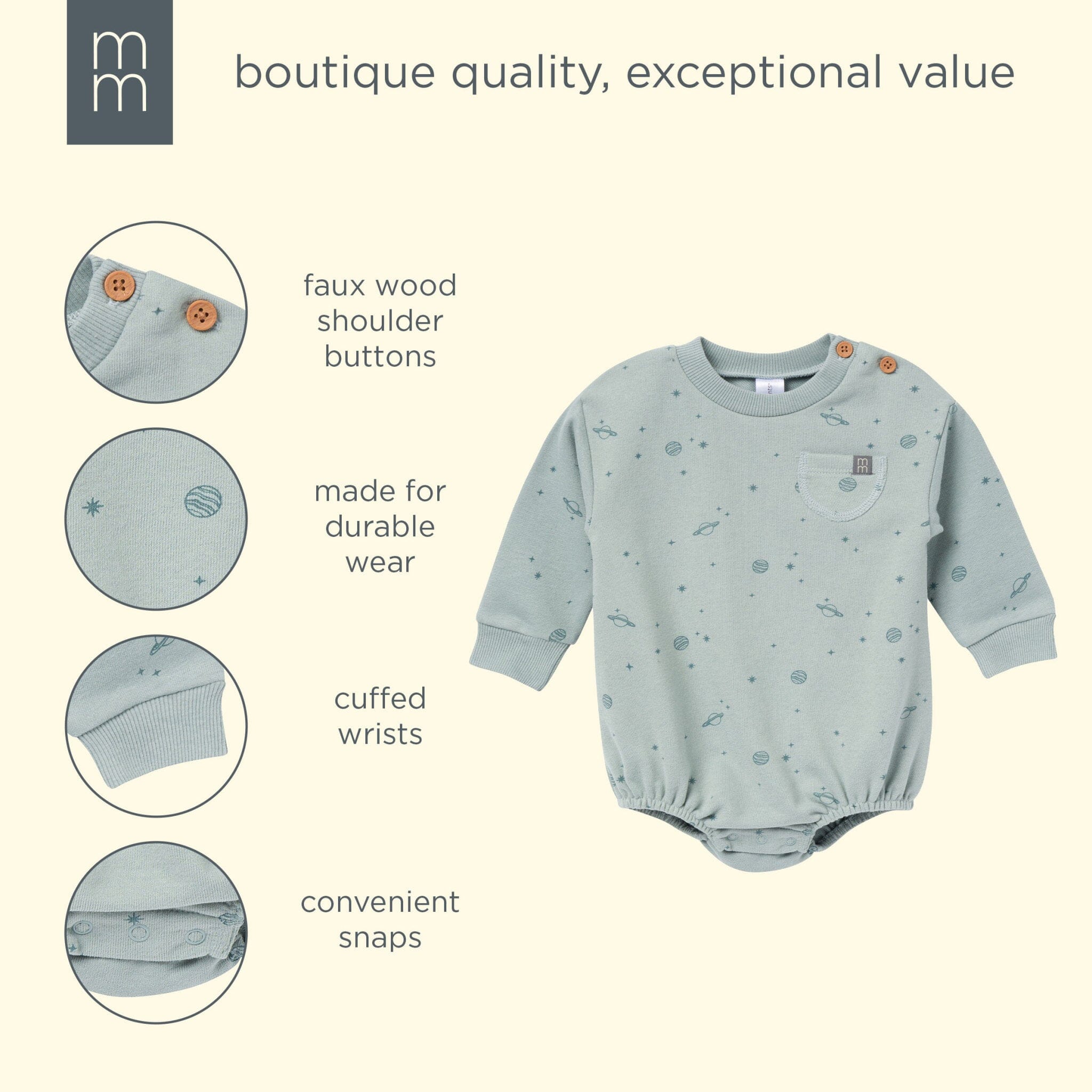Baby Boys Slate Galaxy Bubble Romper - Image 5