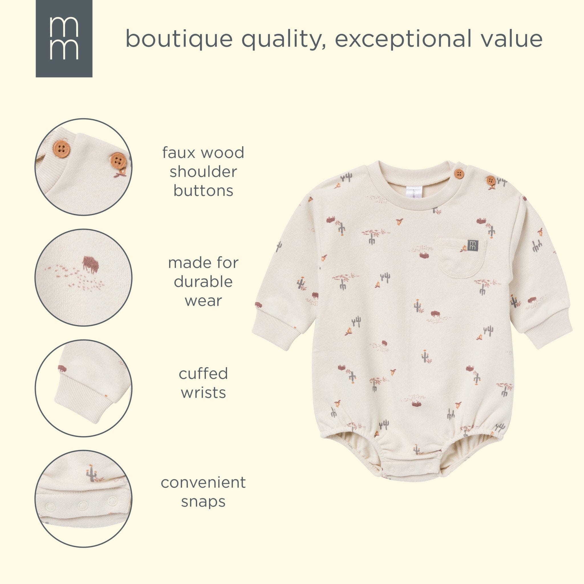 Baby Boys Buffalo Desert Bubble Romper - Image 5