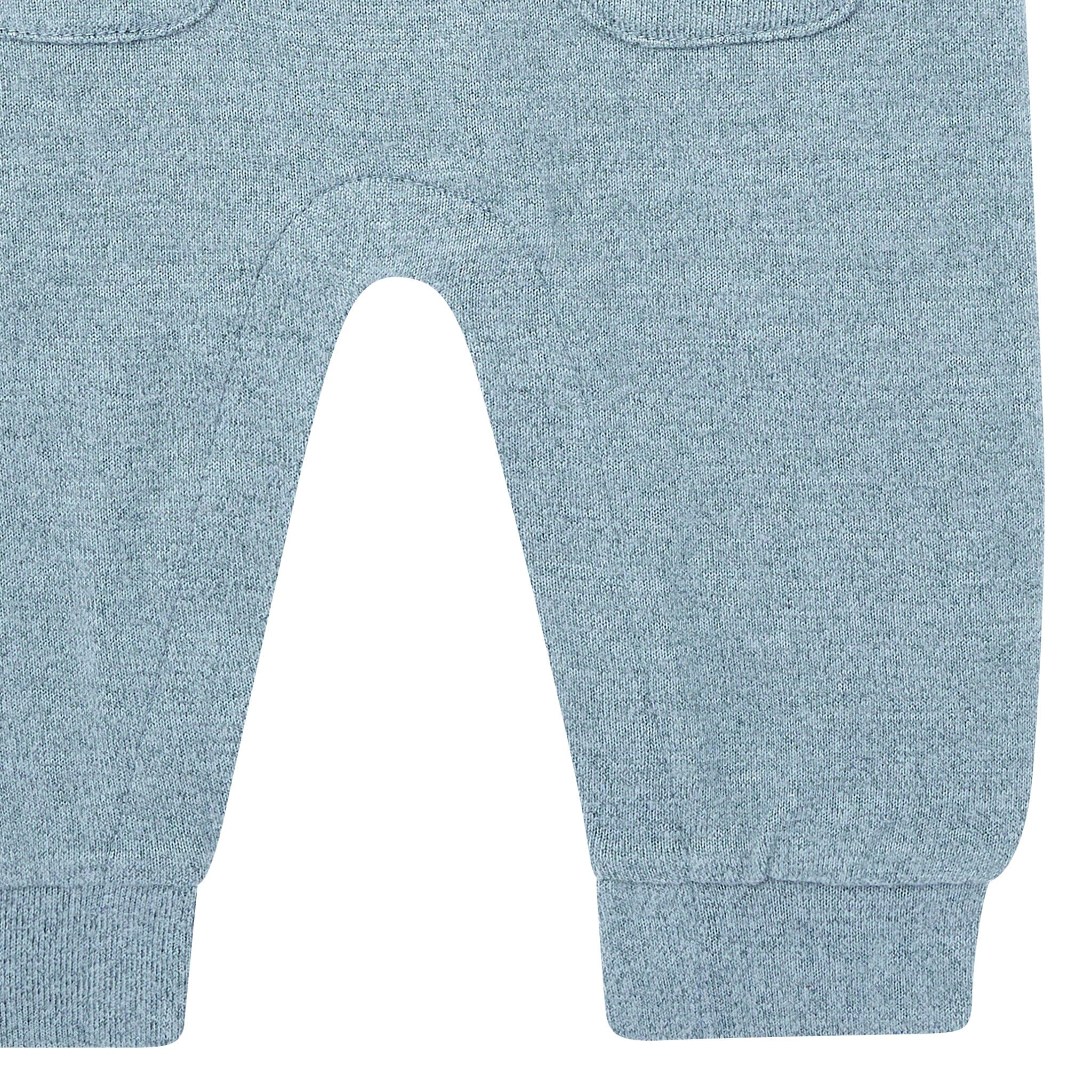 Baby Boys Teal Heather Hacci Long Sleeve Romper - Image 4
