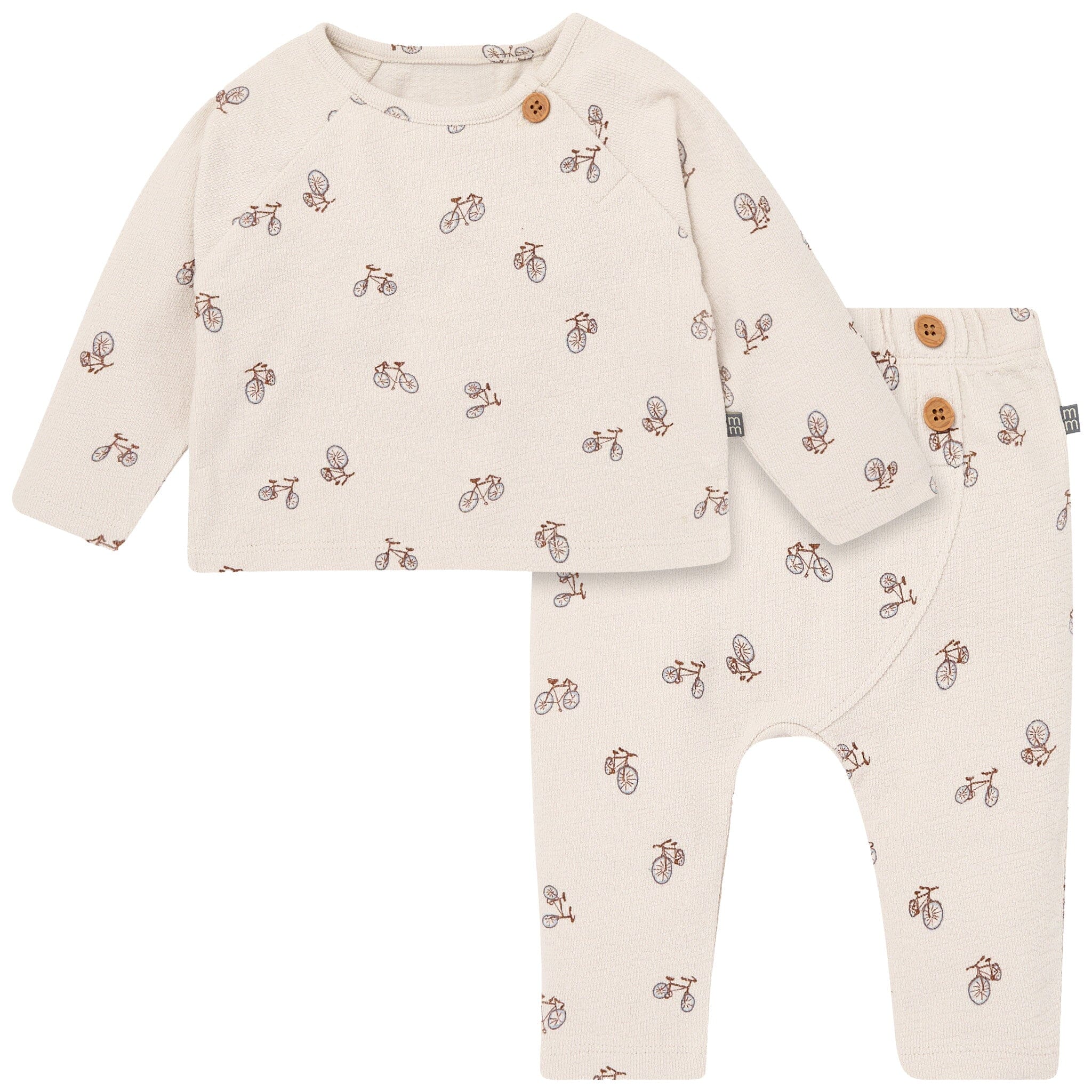 2-Piece Baby Boys Grey Bicycle Raglan Top and Pant Set