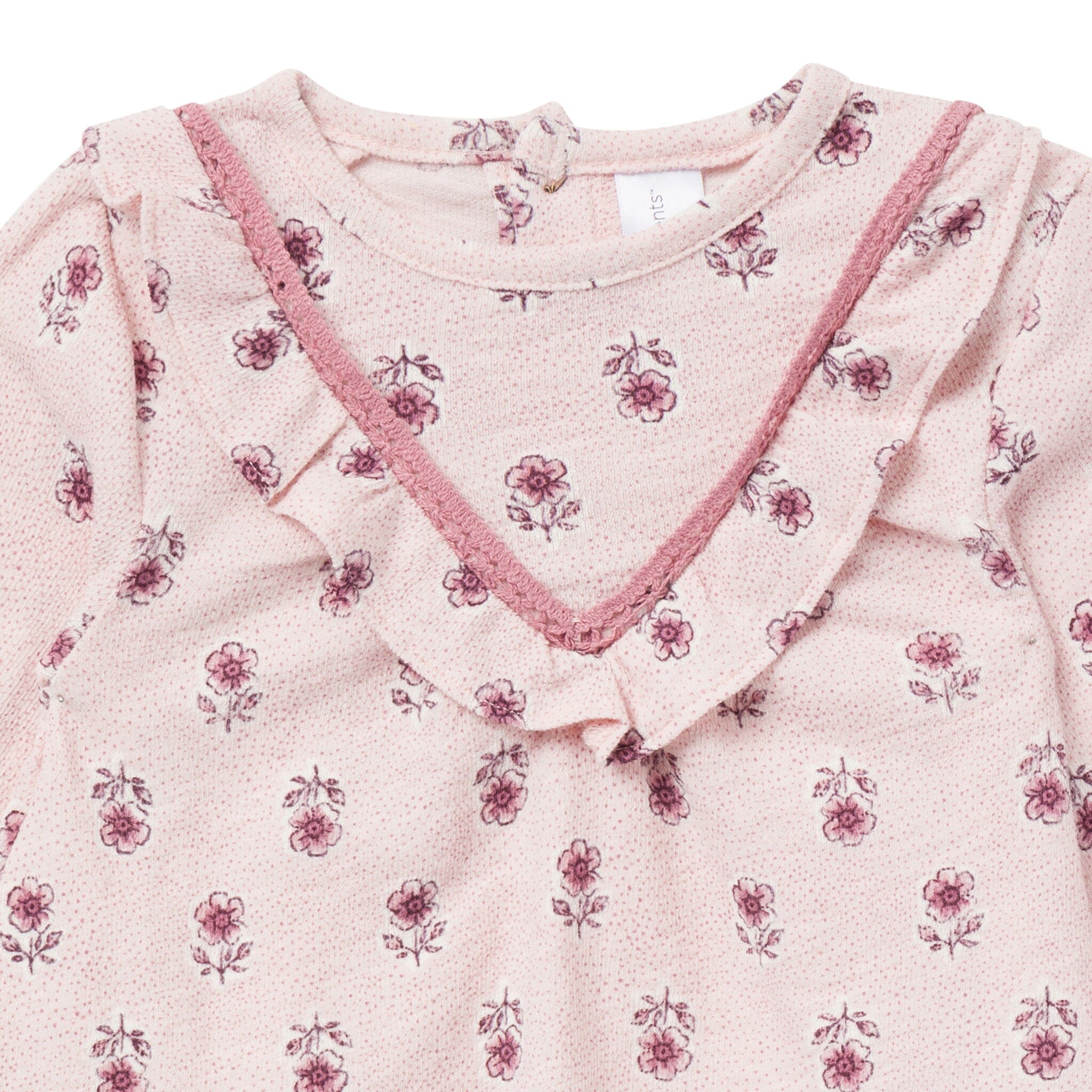 2-Piece Baby Girls Pink Blush Flowers Dress and Tights Set - Image 3