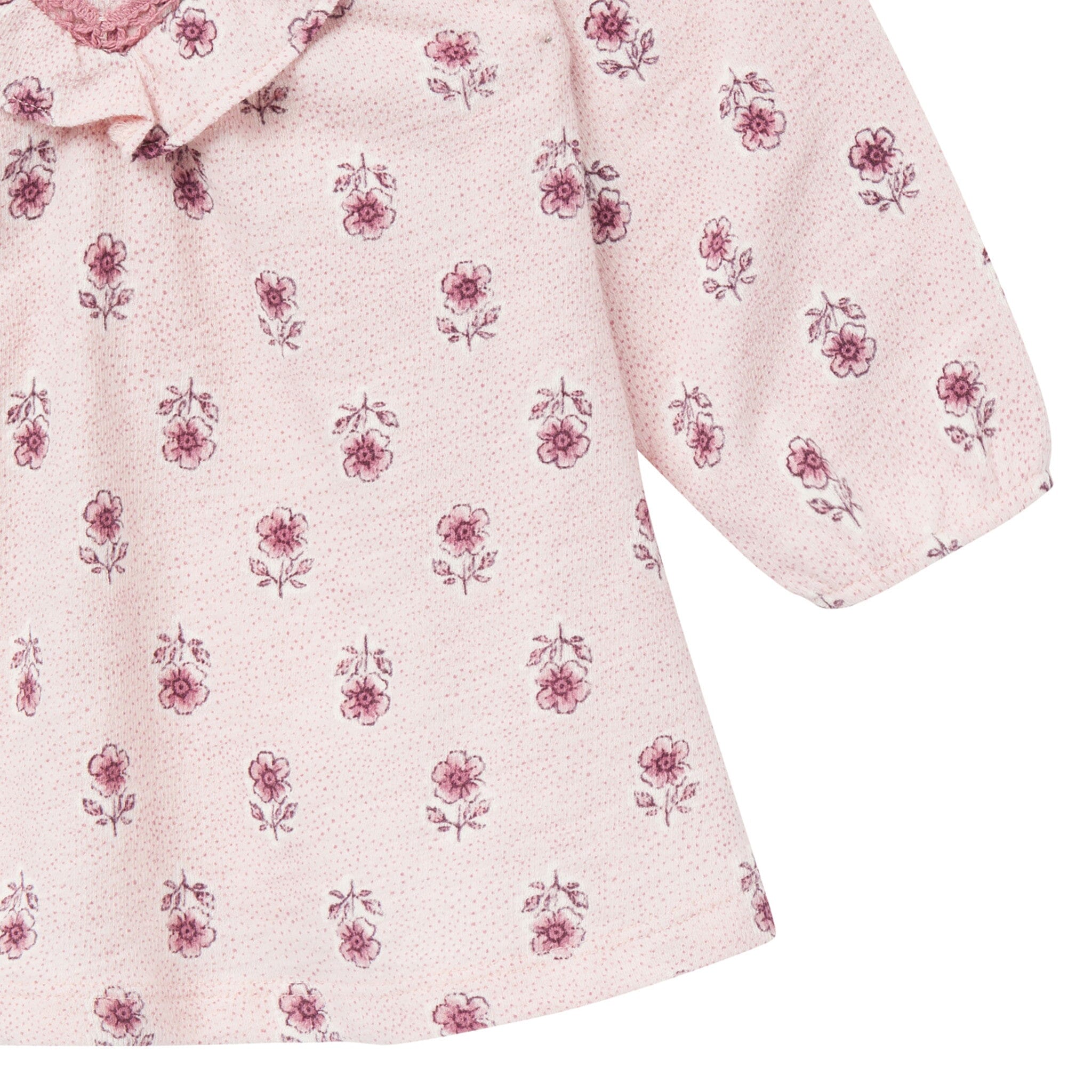 2-Piece Baby Girls Pink Blush Flowers Dress and Tights Set - Image 4