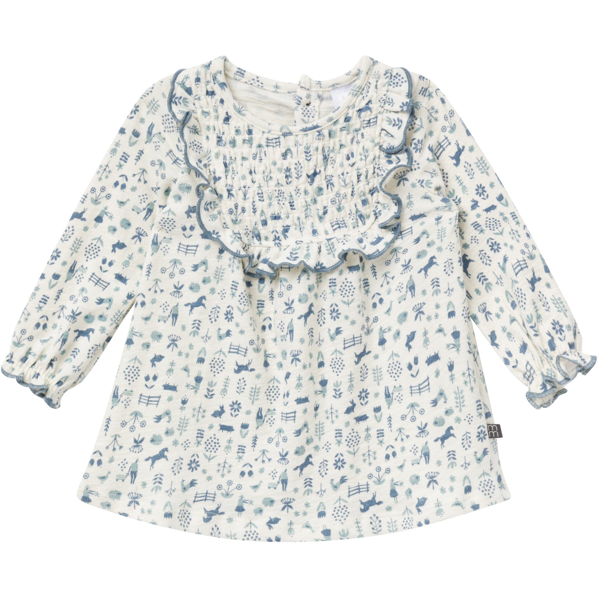 2-Piece Baby Girls Petit Blue Country Dress and Tights Set - Image 2