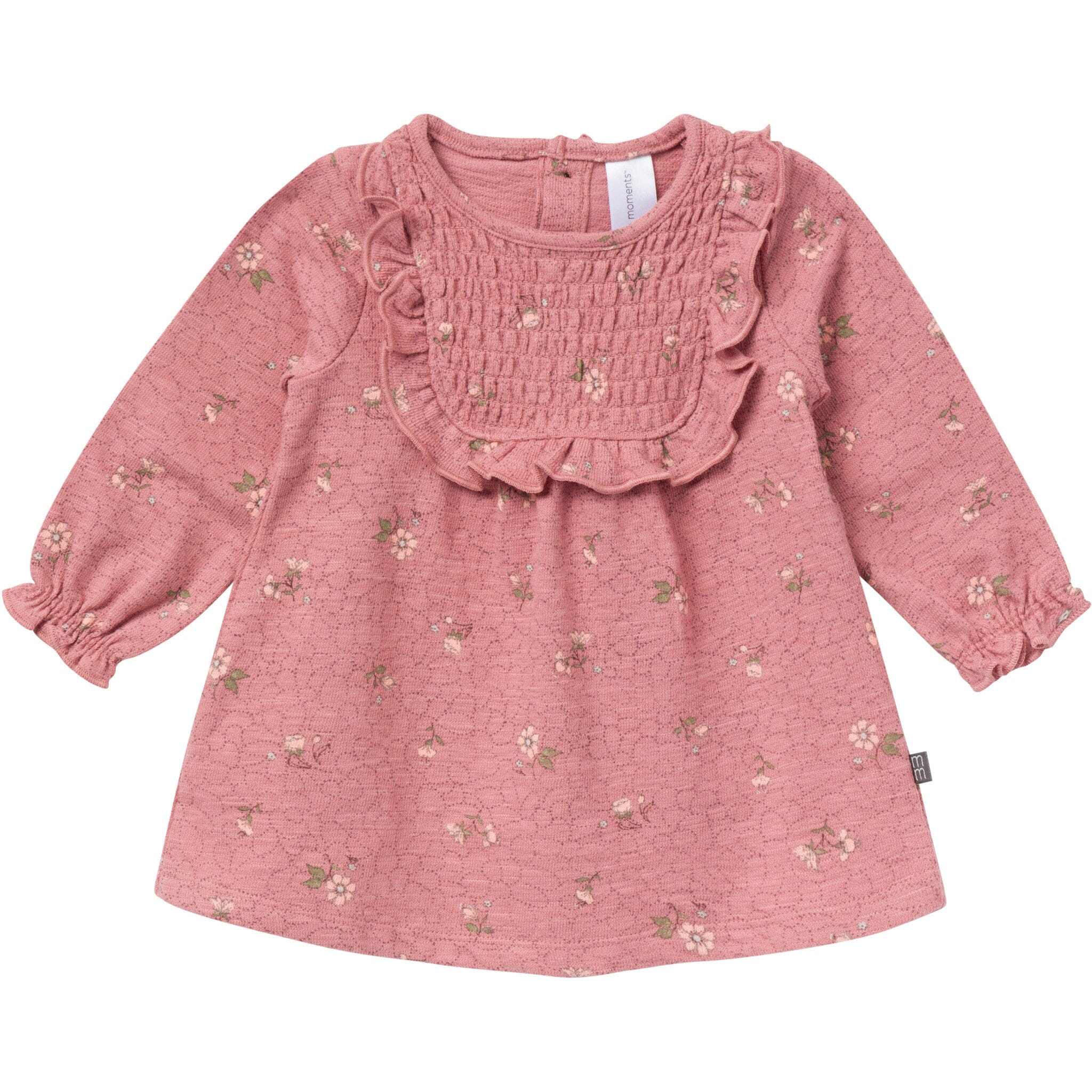 2-Piece Baby Girls Old Rose Floral Dress and Tights Set - Image 3
