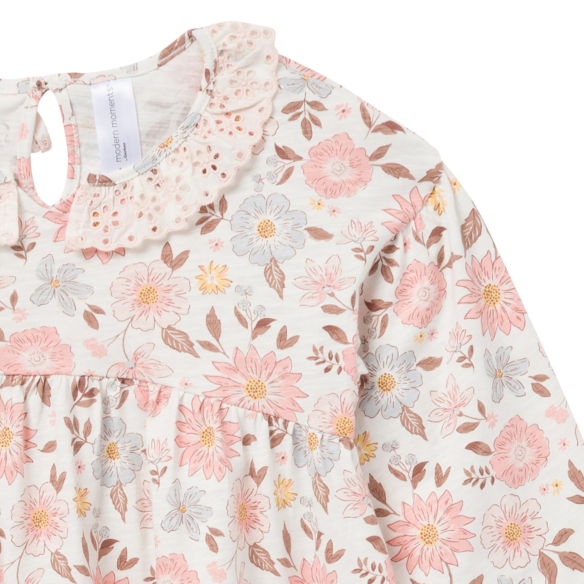 Girls Fall Floral Neck Ruffle Dress - Image 5