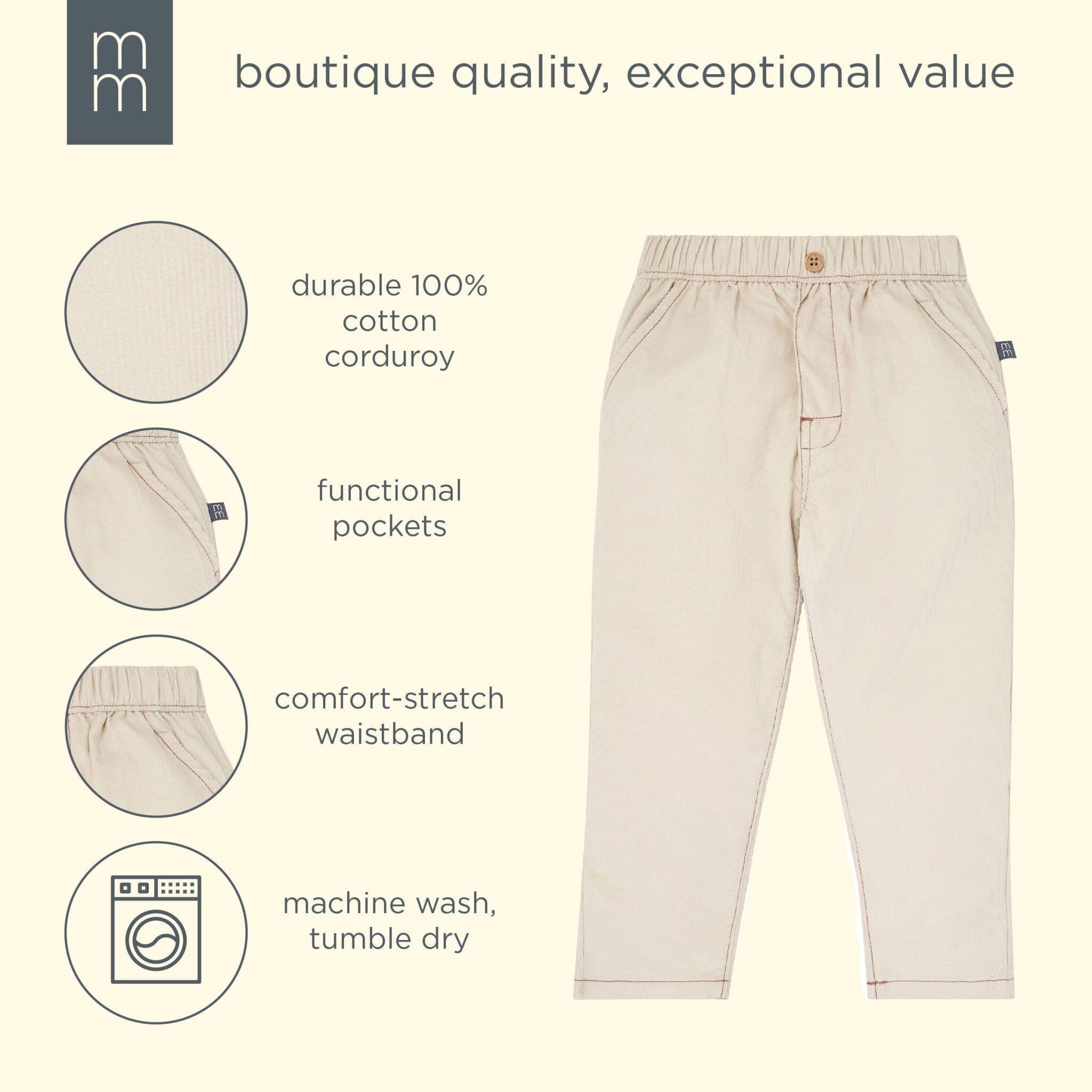 Boys Oyster Gray Corduroy Pants - Image 7