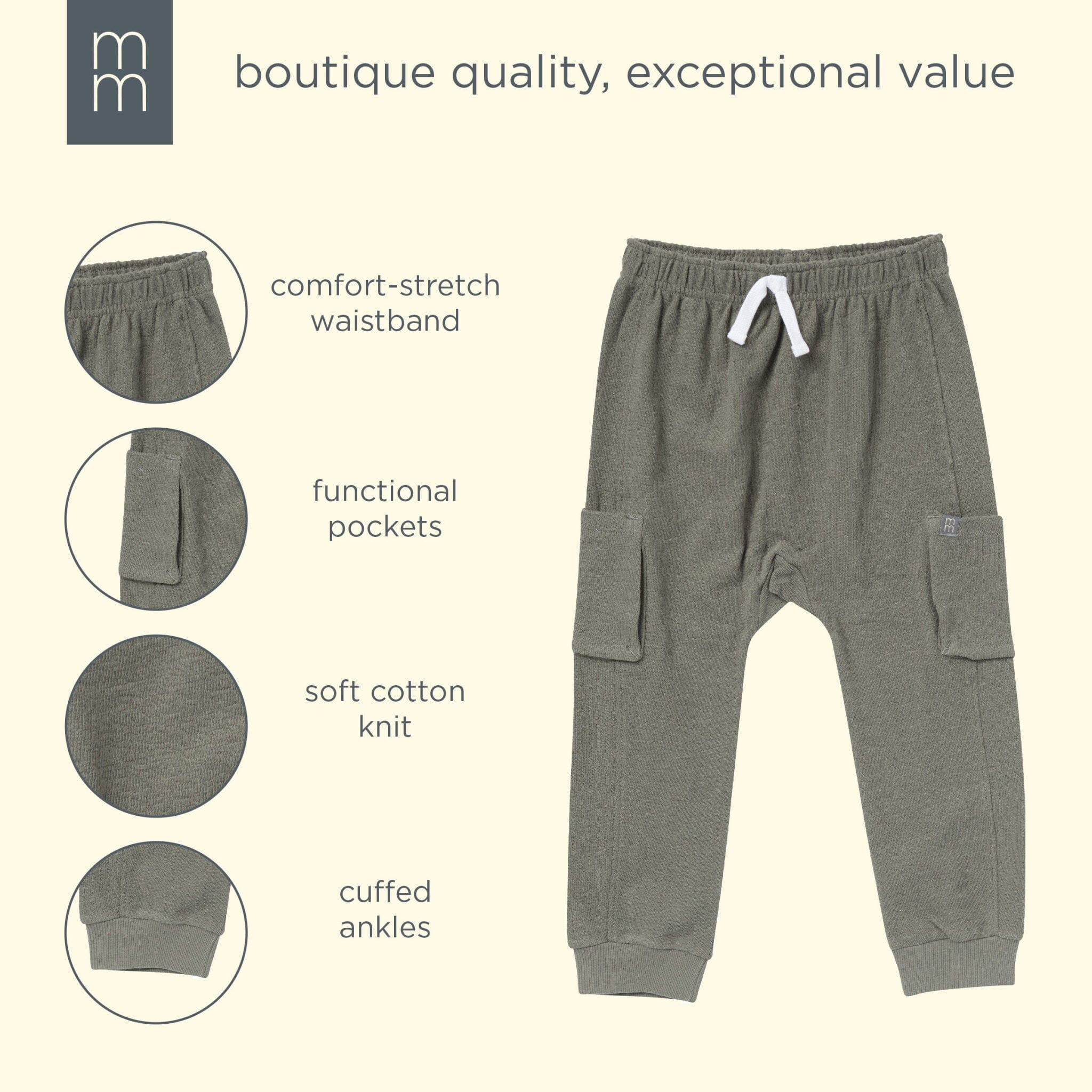 Boys Dark Green Cargo Pocket Sweatpants - Image 6