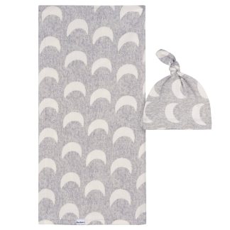 2-Piece Baby Neutral Moons Swaddle and Cap Set