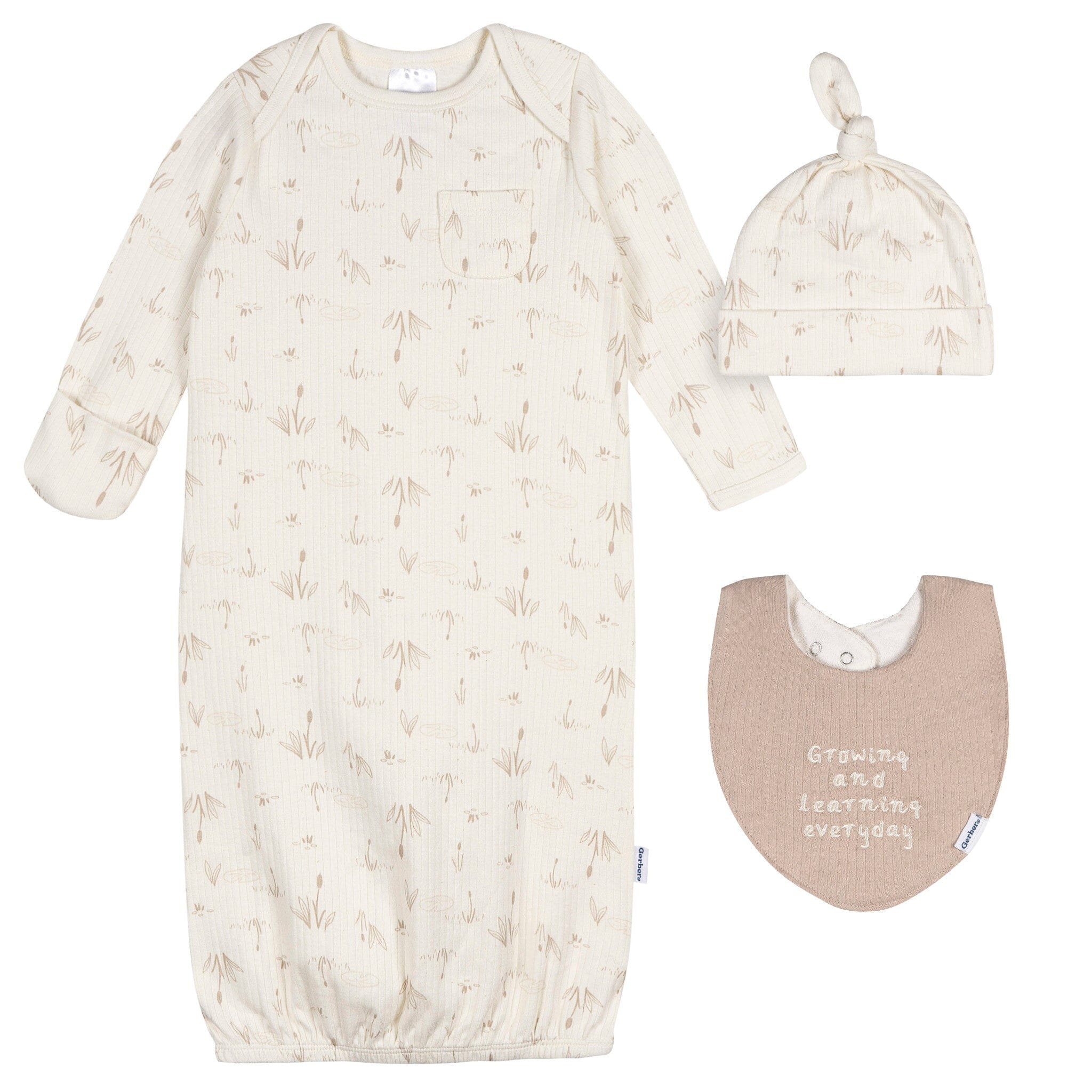 3-Piece Baby Neutral Goose Pond Gown Set